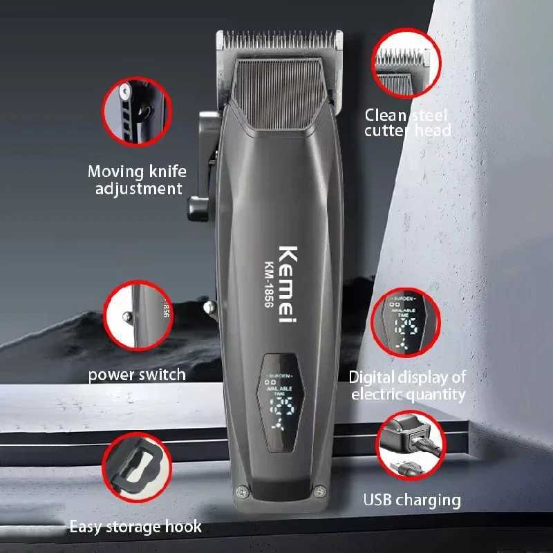 Kemei Professional Hair Clipper Cordless Hair Beard Trimmer For Men Electric Rechargeable Adjustable Lithium Haircut Machine Kit XJ250624