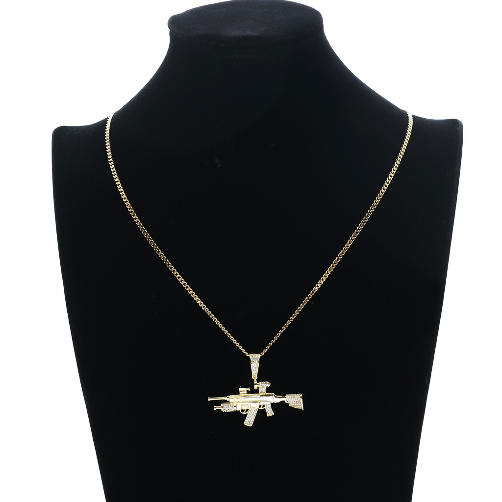 Personalized Trendy Hip Hop Accessory Gun Shaped Pendant Iced Out Cool Moissanite Necklace Pass the diamond tester