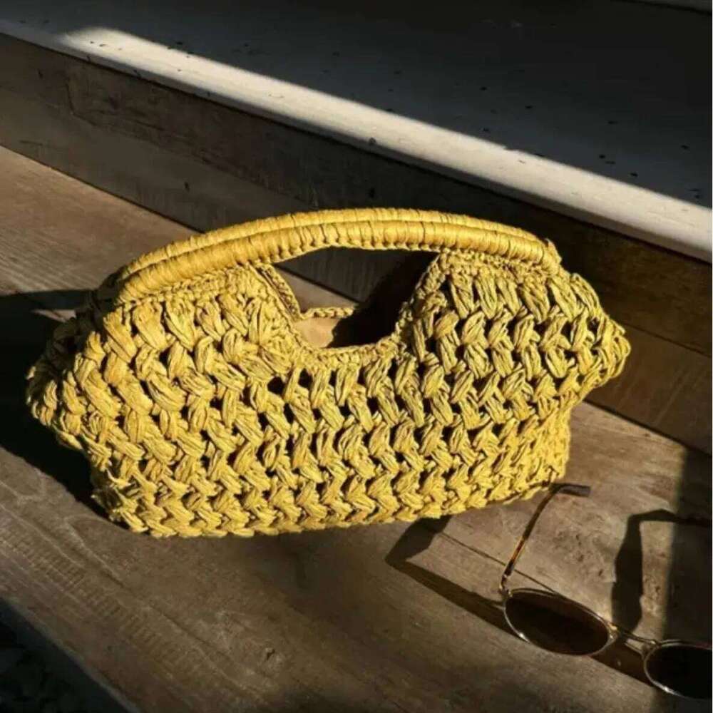 Women Straw Crossbody Clutch Purse Weaving Shoulder Versatile Beading Handbag Rattan Boho Summer Beach Woven Bag