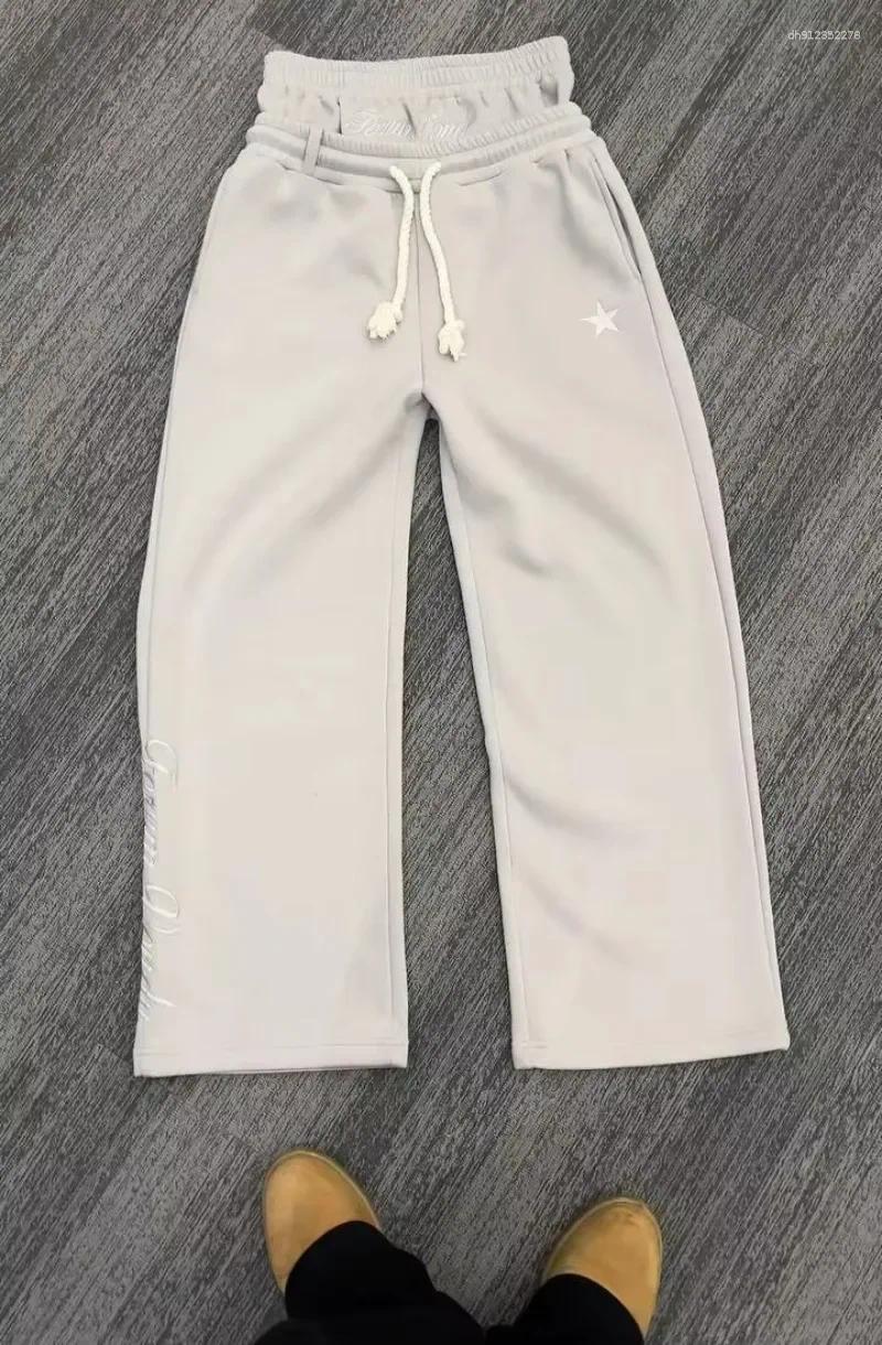 Men's Pants Y2K American Harajuku Vintage Loose Double Waist Sweatpants Men Streetwear Hip Hop Letters Embroidered Casual