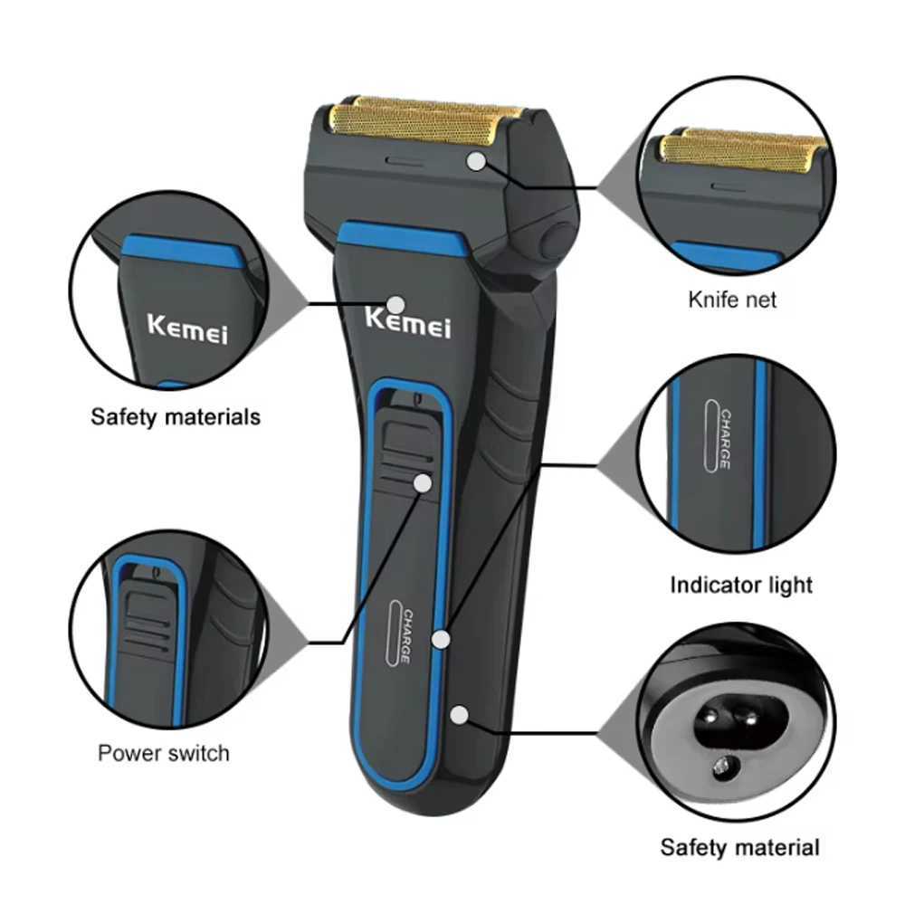 kemei Hair cutting machine Reciprocating electric shaver rechargeable bread trimmer waterproof mens shaver for men gift XJ250624