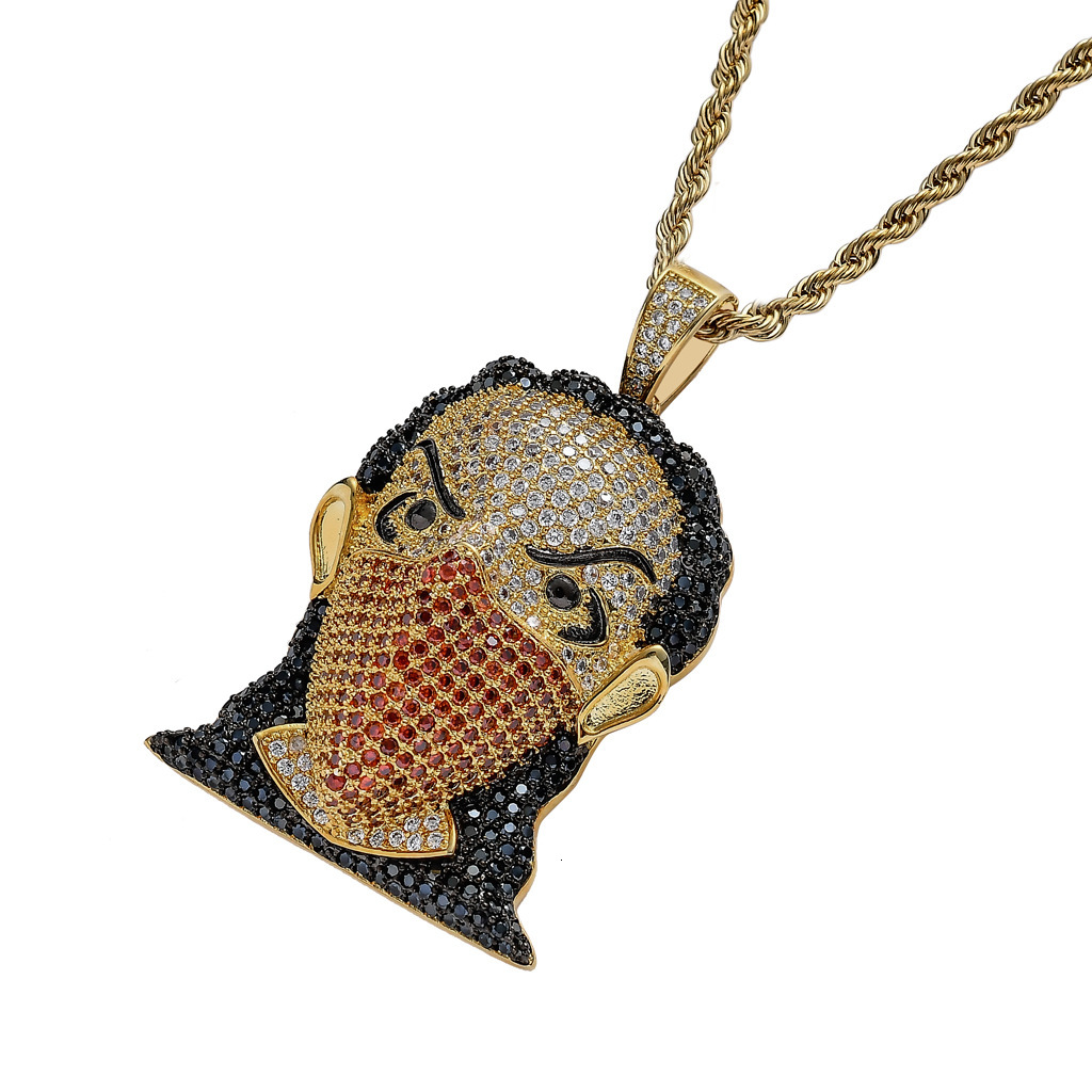 Moissanite Necklace Hip Hop Creative Masked Girl Head Pendant Unique Iced Out Necklace Pass the diamond tester