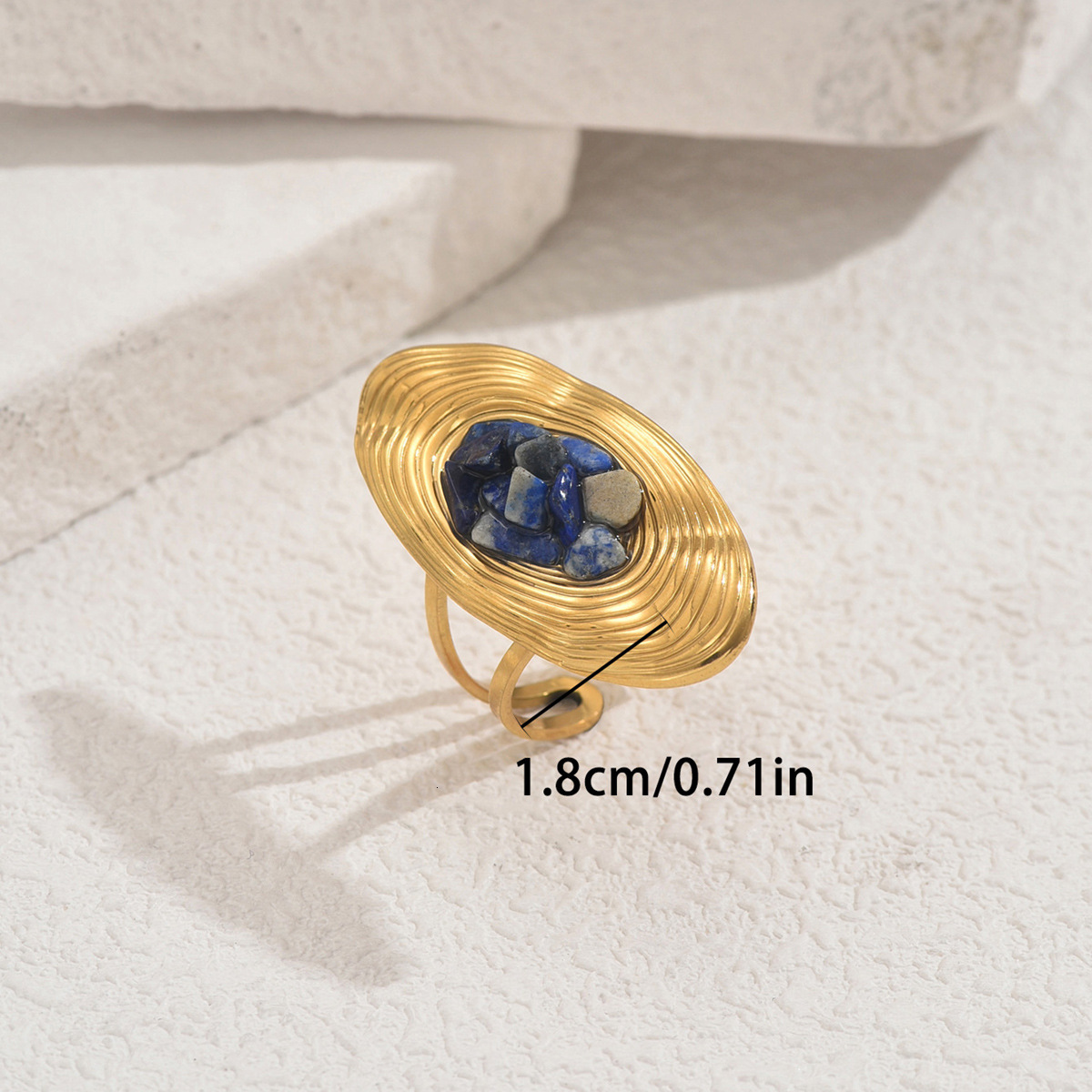 New Style Women's Open Personality Inlaid Blue Crystal Design Light Luxury Ring