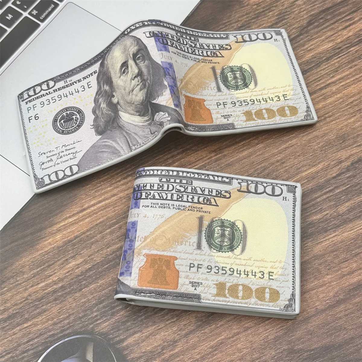 Mens Wallets with 100 US Dollar Pattern Male Leather Wallet with Card Holder Coin Pocket Purse Mens WalletXJ250624