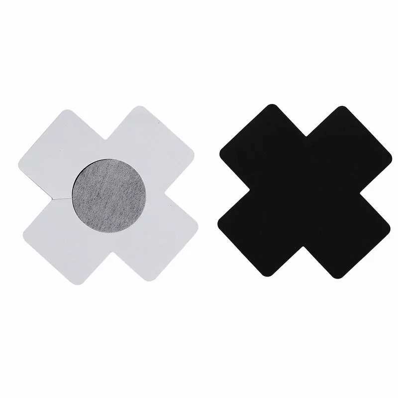 20 Pcs Black Women Cross Shape Self-Adhesive Disposable Satin Nipple Cover Breast Pasties Stickers for Strapless Clothes W250624