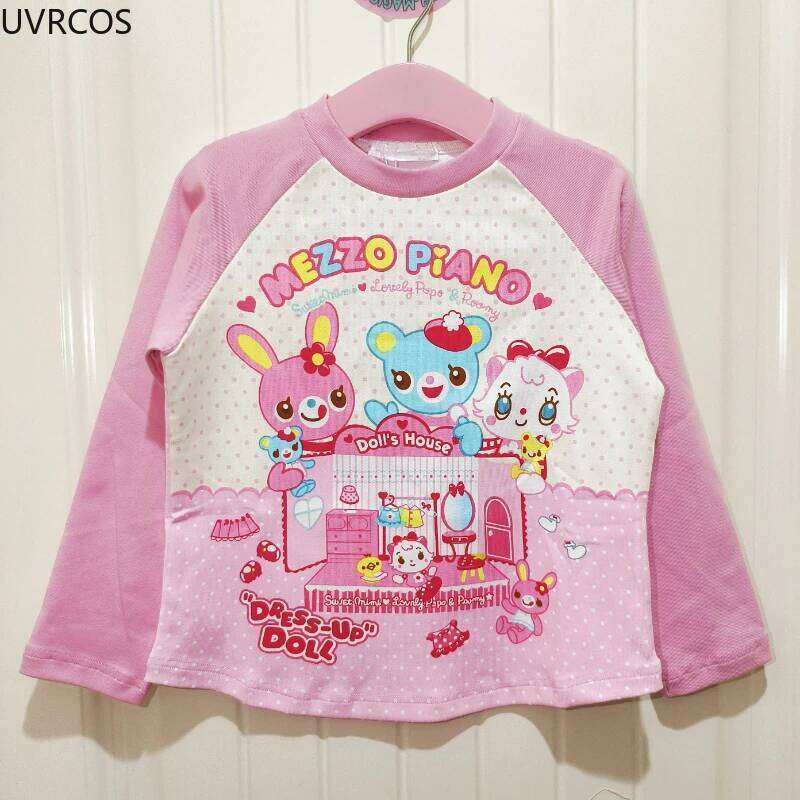 Sweet Lolita Crop Top Cartoon Bunny Bear Print Haruku Contrast Color T-Shirts Japanese Fashion Women Y2k Aesthetic Casual Tees