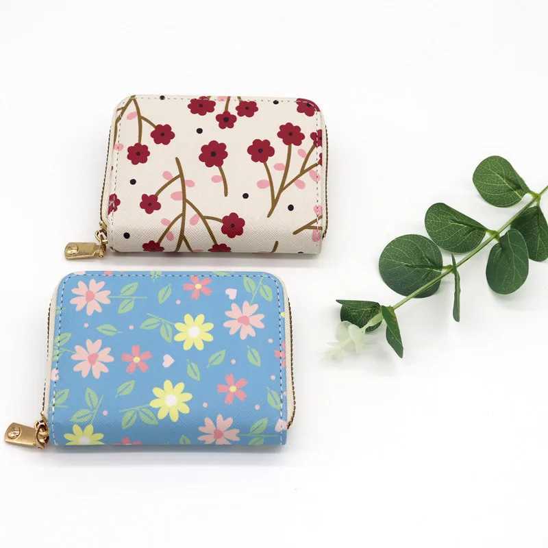 Fi Flower PU Coin Purse for Women Cute Organizer Card Case Lady Holder Multifunctional Zipper Small Short WalletXJ250624