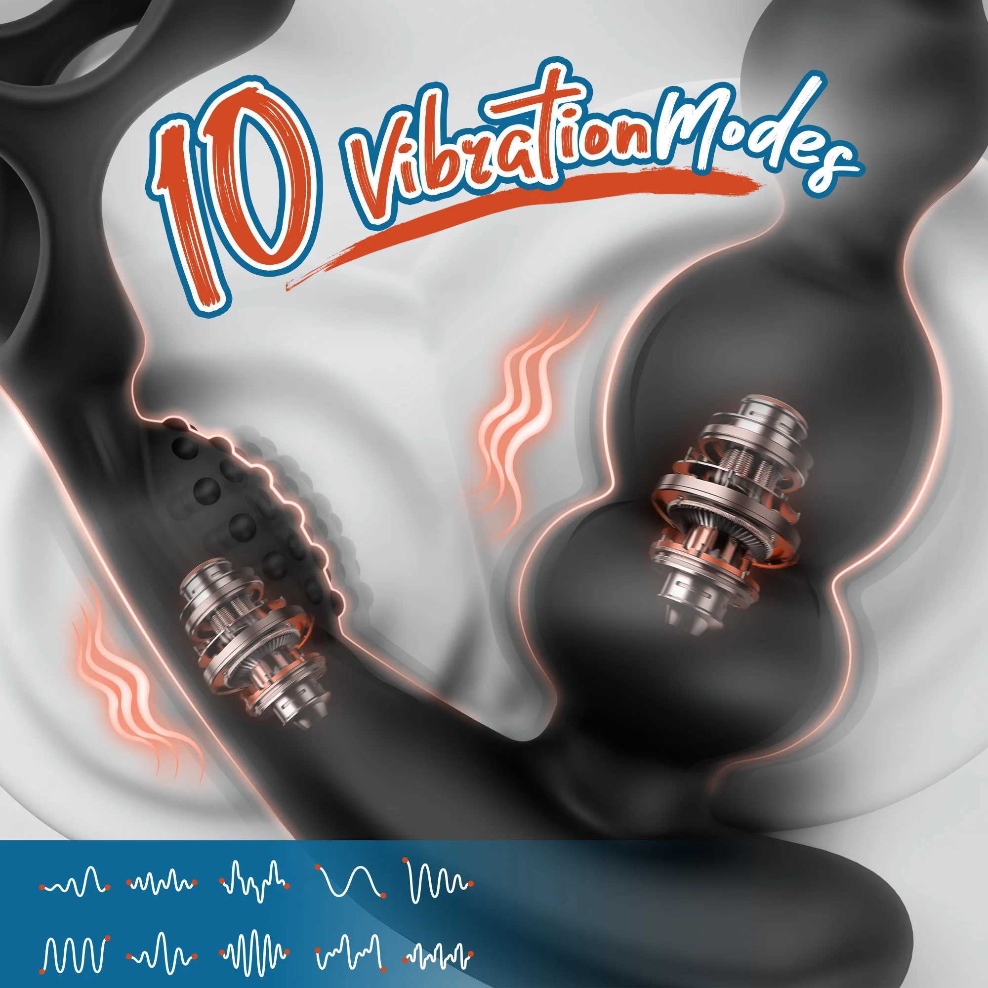 Anal Vibrator 360 Rotate Anal Beads Male Prostate Massager with Cock Ring Wireless Control Vibrating Butt Plug Sex Toys for Men W250624