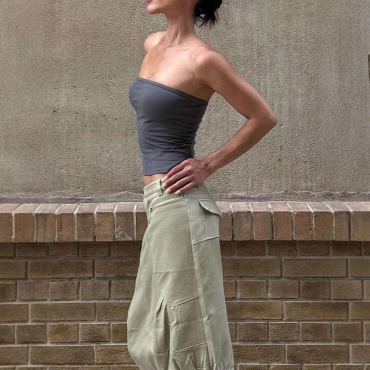 Sexy Pure Desire Hot Girl Bare Sensation Elastic One-Piece Tube Top American Style Sports Skin-Friendly Base Wrap Chest Women B5