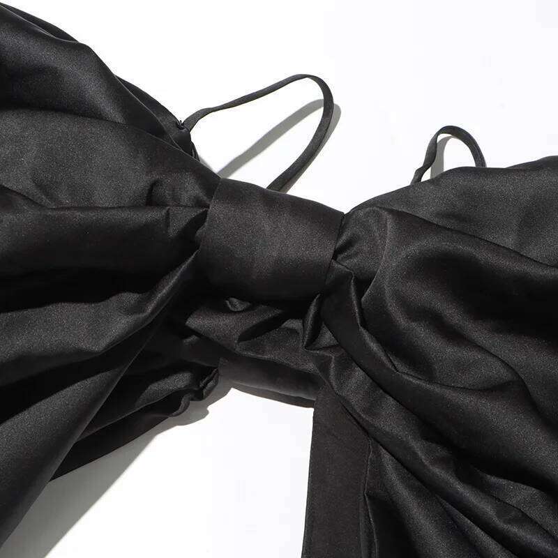 Getspring Women Camis 2024 Autumn Fashion Large Bow Design Backless Strapless Sleeveless Black Tanks All Match Sexy Camisole Top