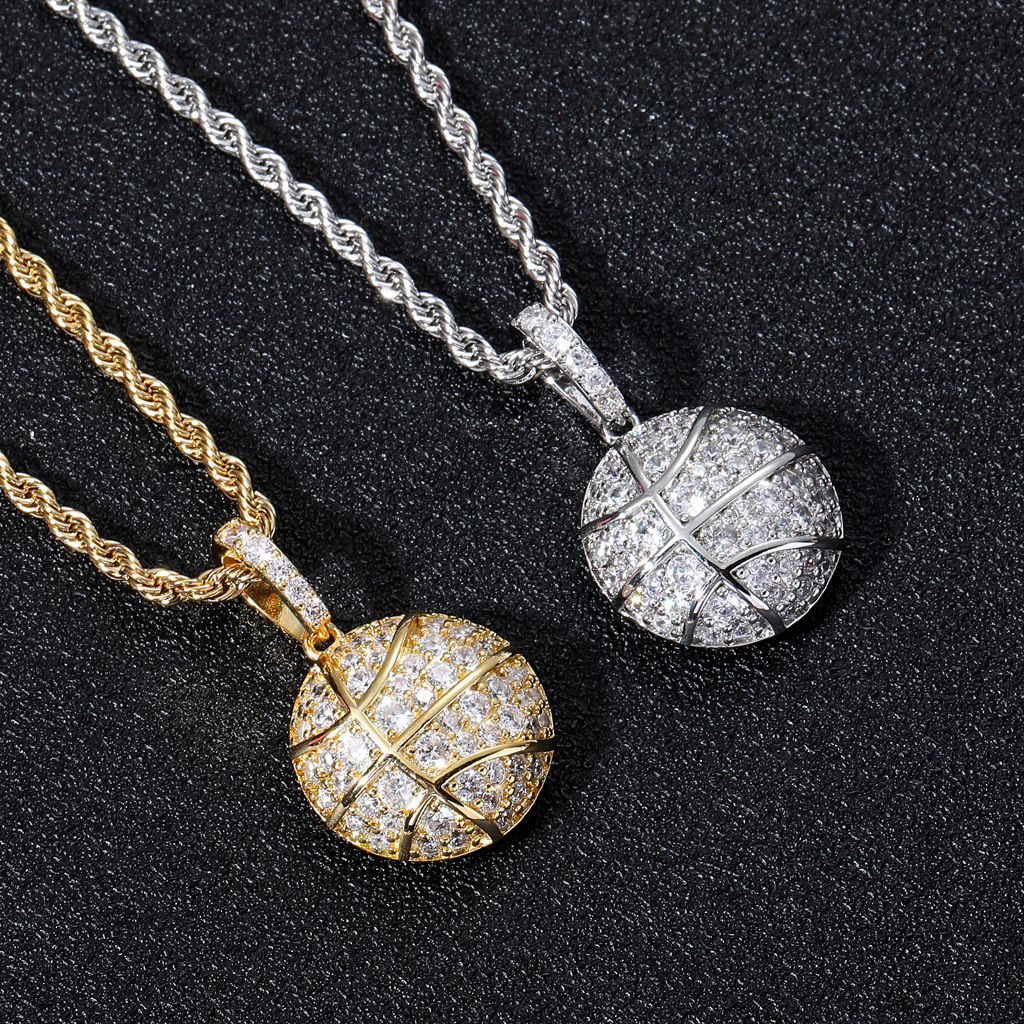 Luxury Moissanite Hip Hop Sports Basketball Pendant Iced Out Diamond Men's Trendy Necklace Jewelry Pass the diamond tester