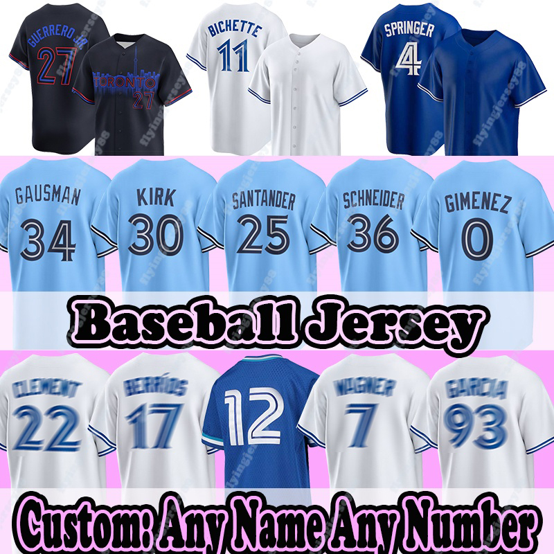 11 Bo Bichette Torontos Baseball Jerseys Blue Jays 27 Vladimir Guerrero Jr 4 George Springer 22 Ernie Clement 17 Jose Berrios 7 Will Wagner 93 Yimi Garcia Kevin Gausman