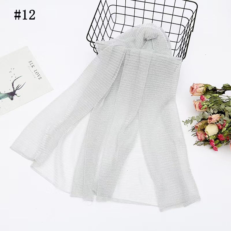 T1049 new summer breathable wrinkled gold silk solid color tulle scarf head scarf hijab scarf