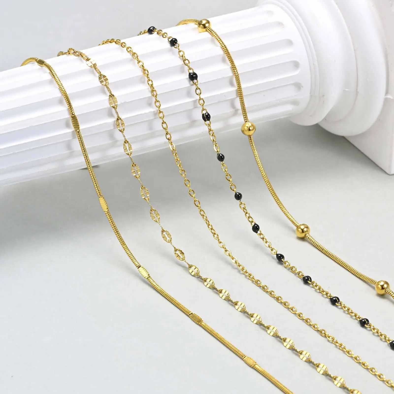 Waterproof Layered Link Chain Anklets Bracelet for Women Gold Plated Foot Leg Anklets Summer Boho Beach Jewelry Adjustable U250624