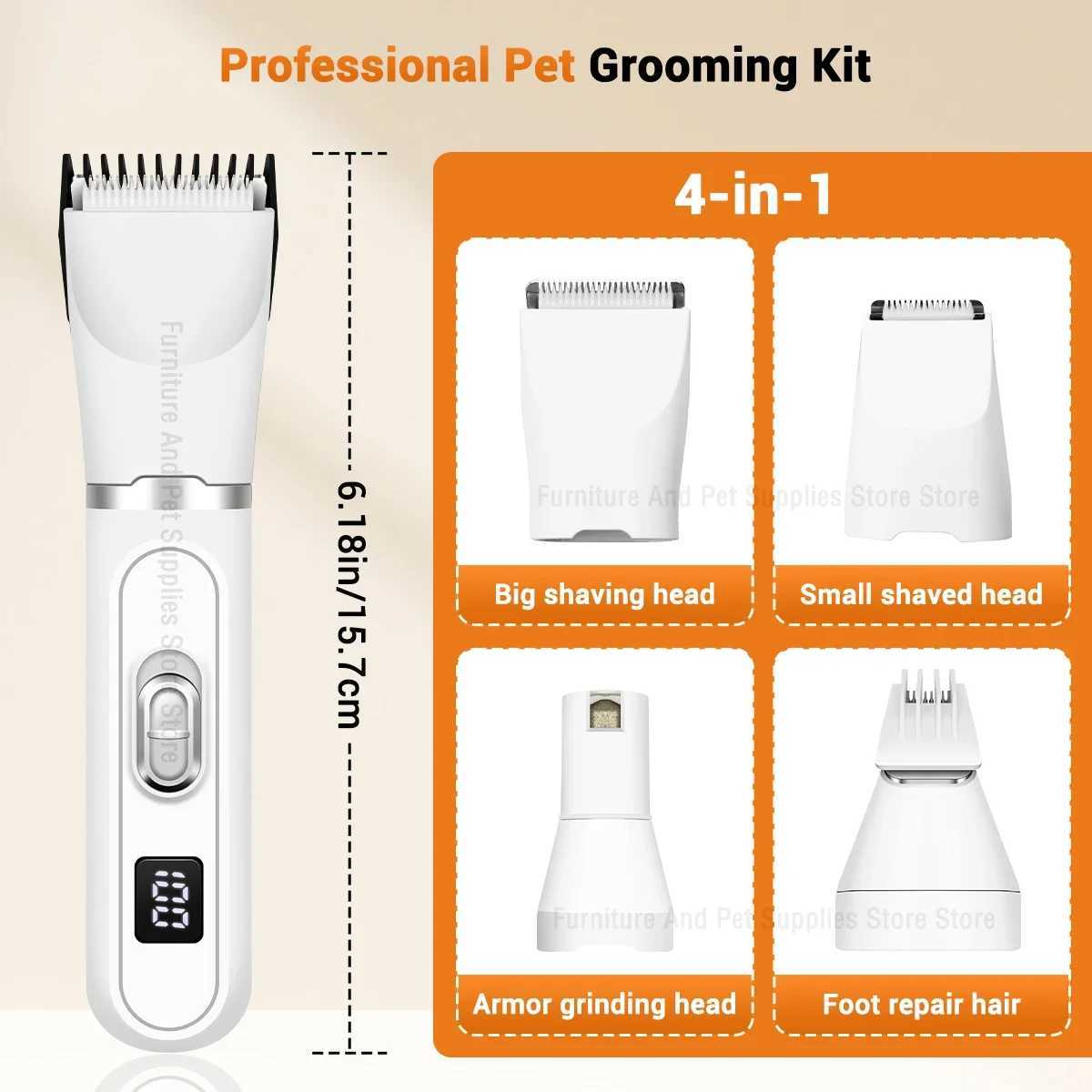 Dog Hair Clippers Grooming Electric Pet Clipper Professional Silent Hair Cutter USB Rechargeable Pet Grooming Clipper XJ250624