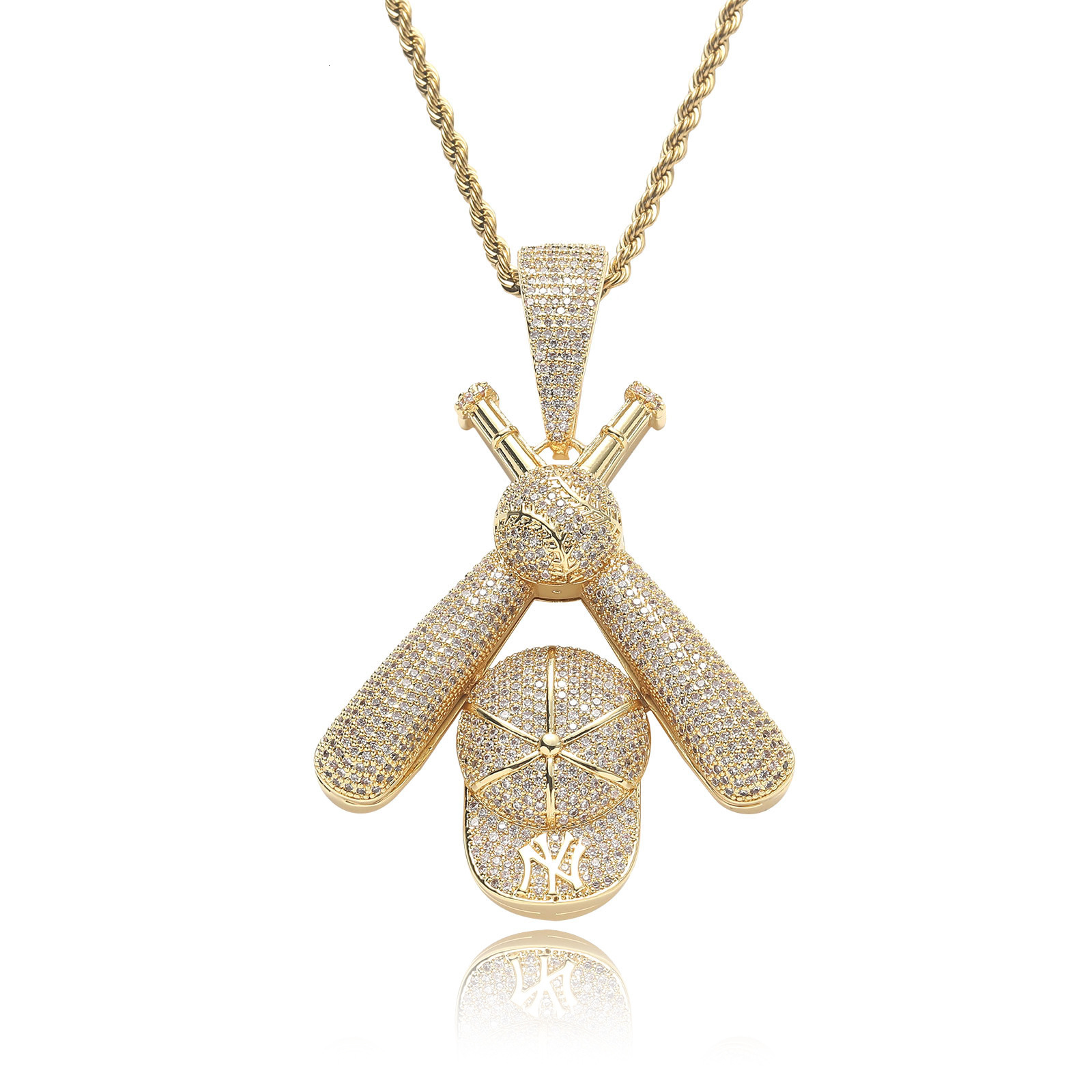 New Style Necklace Hip Hop Baseball Cap Pendant Iced Out 18K Gold Swag Trendy Men Bling Moissanite Jewelry Pass the diamond tester