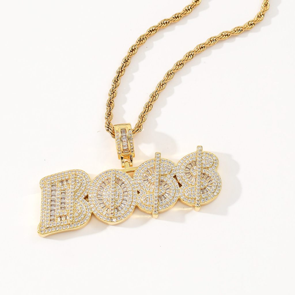 New Arrival Luxury Moissanite Chinese Letter Pendant Round Square Iced Out Diamond Men's Streetwear Swag Necklace Pass the diamond tester
