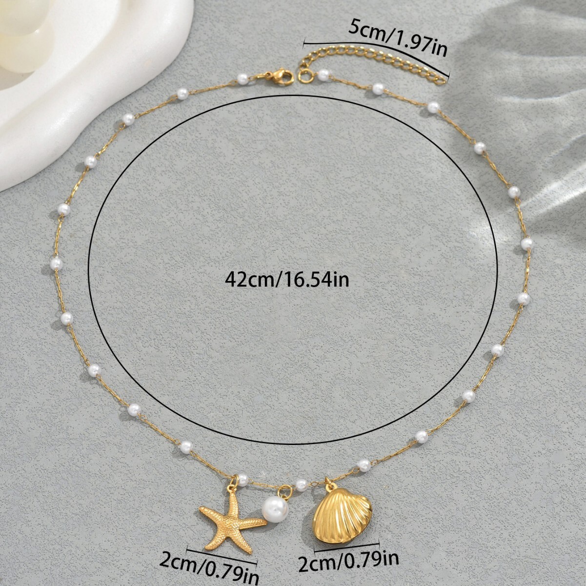 Beach Style Jewelry Ocean Series Women's Long Shell Starfish Necklace Pearl Choker Chain