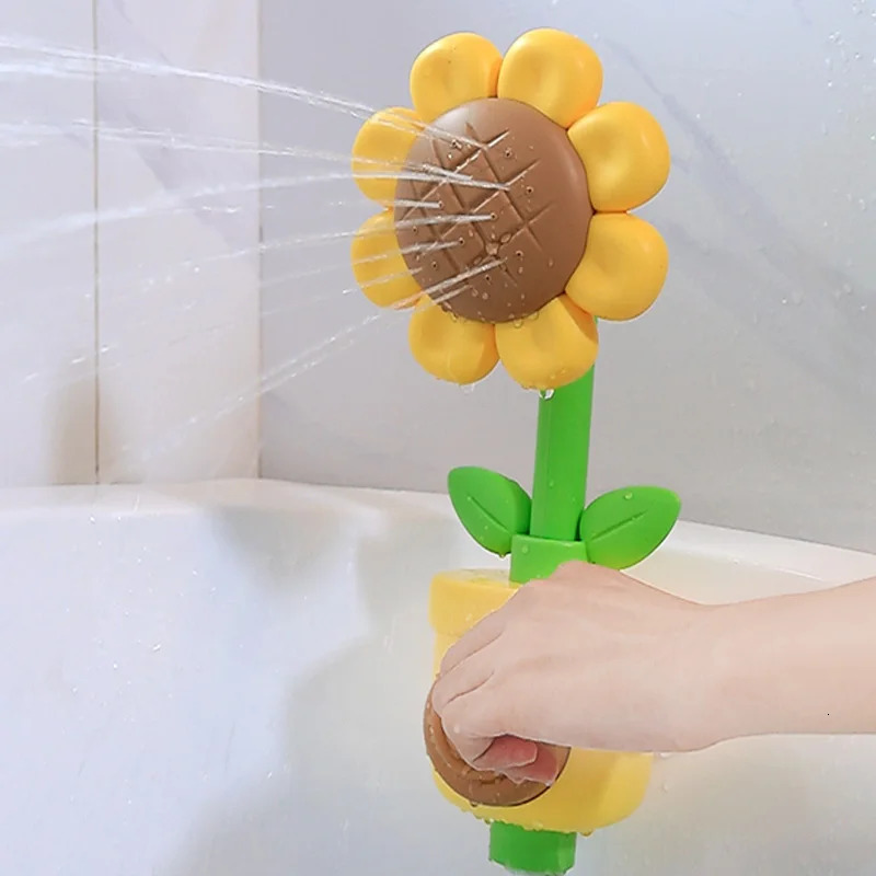 Baby Sunflower Shower Bath Toy Sprinkler Head Spray Water Shower Swim Pool Bathing Bath Ball With Manual Device For Kids Gift 250624