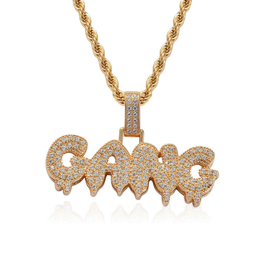 Luxury Moissanite Bling Iced Out Letter Hip Hop Pendant Diamond Studded Trendy Necklace Accessory Pass the diamond tester