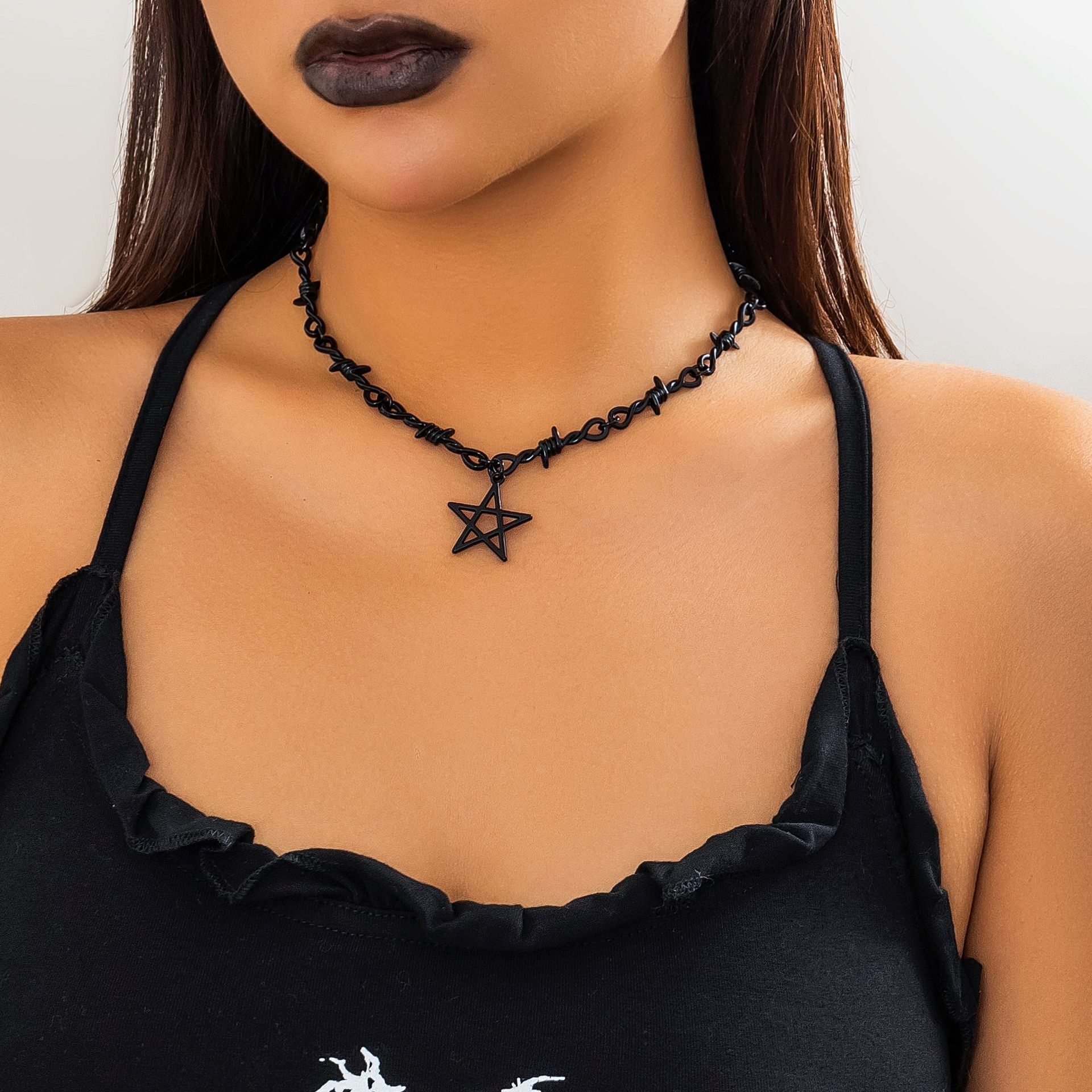 Five-Pointed Star Shaped Spicy Girl Collarbone for Women Subculture Thorny Personality Sweet Cool Versatile Necklace