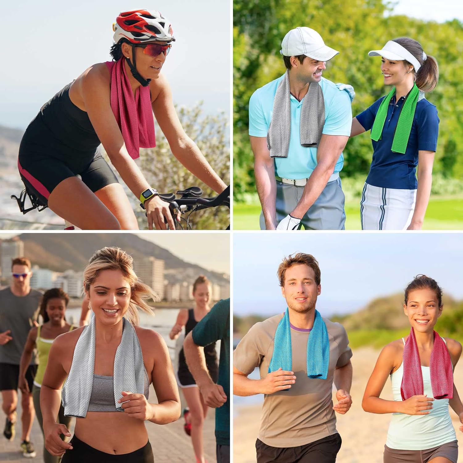 Cooling Quick-Dry Solid Color Ice Chilly Knitted Sports Towel Soft Breathable Fitness Yoga Gym Workout Camping Towel