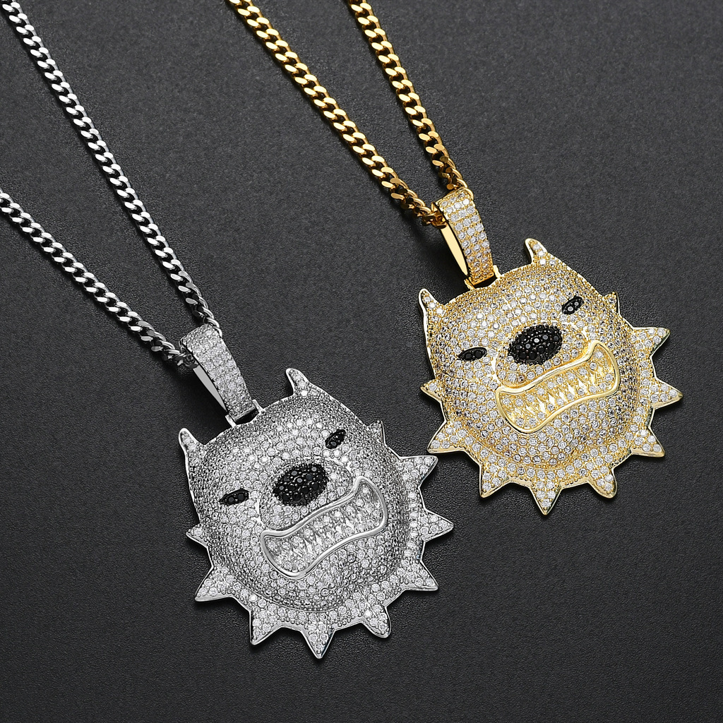 Luxury Moissanite Necklace Hip Hop Jewelry Pitbull Dog Head Pendant Trendy Iced Out Accessory Pass the diamond tester