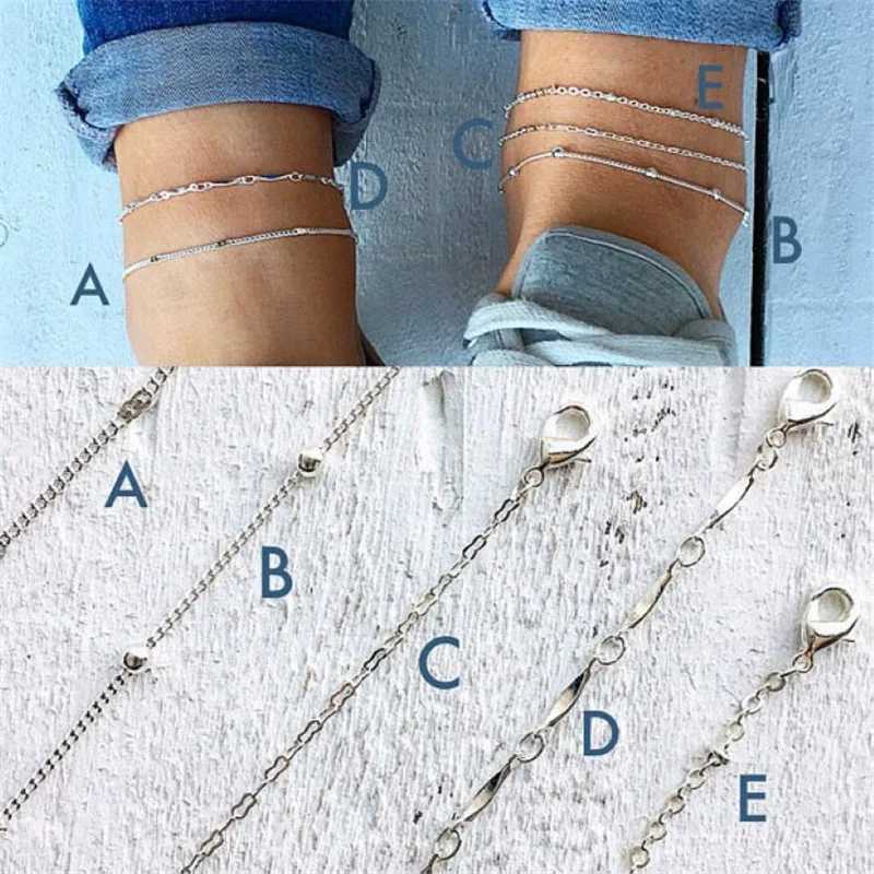 Classic Beads Chain Anklet for Women Fashion Adjustable Silver Color Anklets Summer Bijoux Barefoot Beach On Foot Charm Jewelry U250624