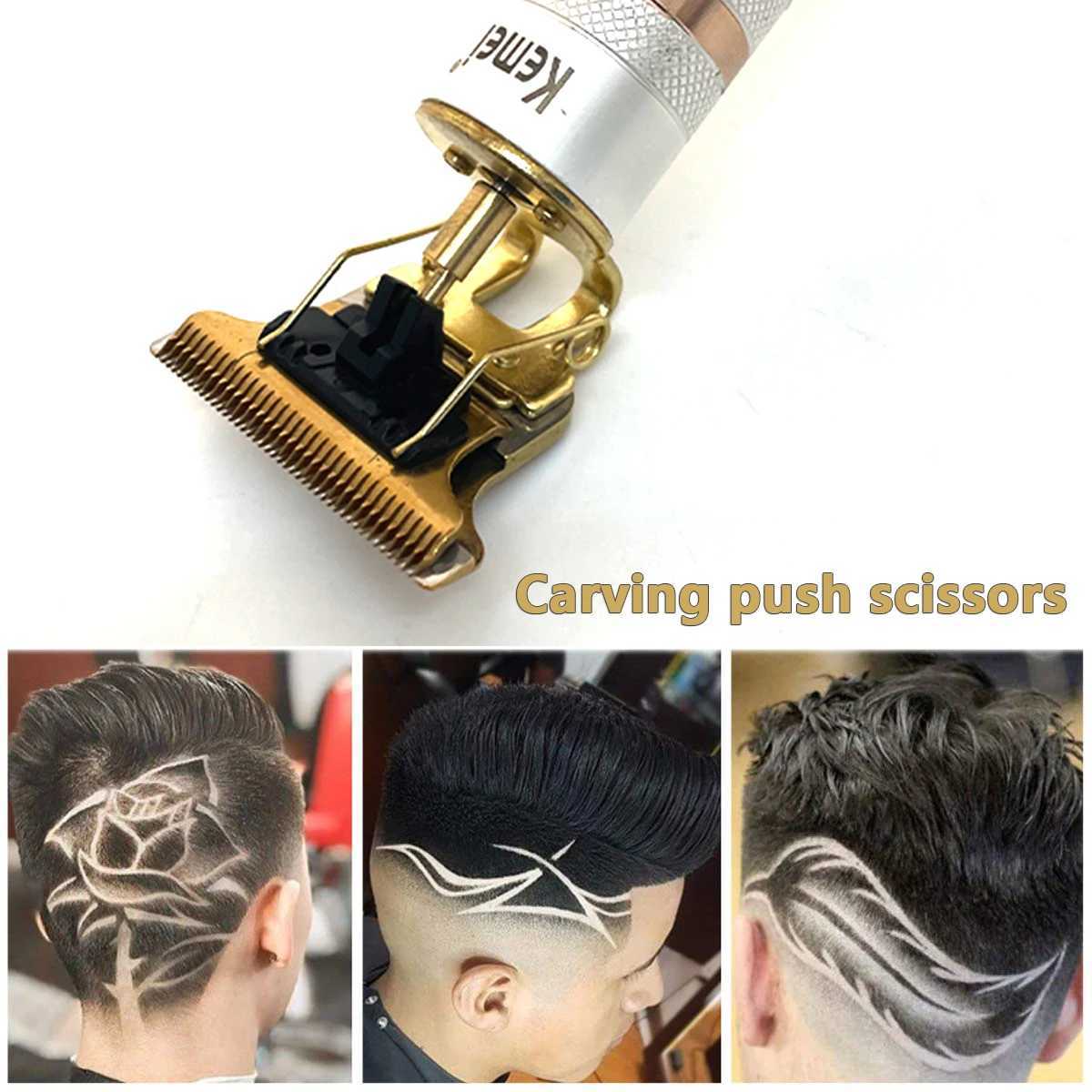 Kemei Vintage T9 0MM Electric Cordless Hair Cutting Machine Professional Hair Barber Trimmer Men Clipper Shaver Beard Lighter XJ250624