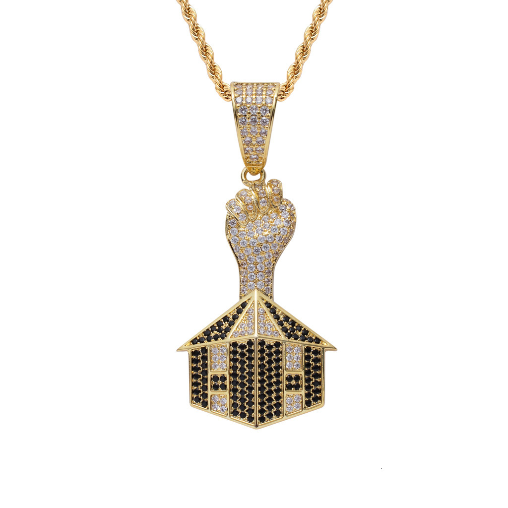 Luxury Moissanite Jewelry Hip Hop Street Necklace Men Fist House Pendant Iced Out Accessory Pass the diamond tester