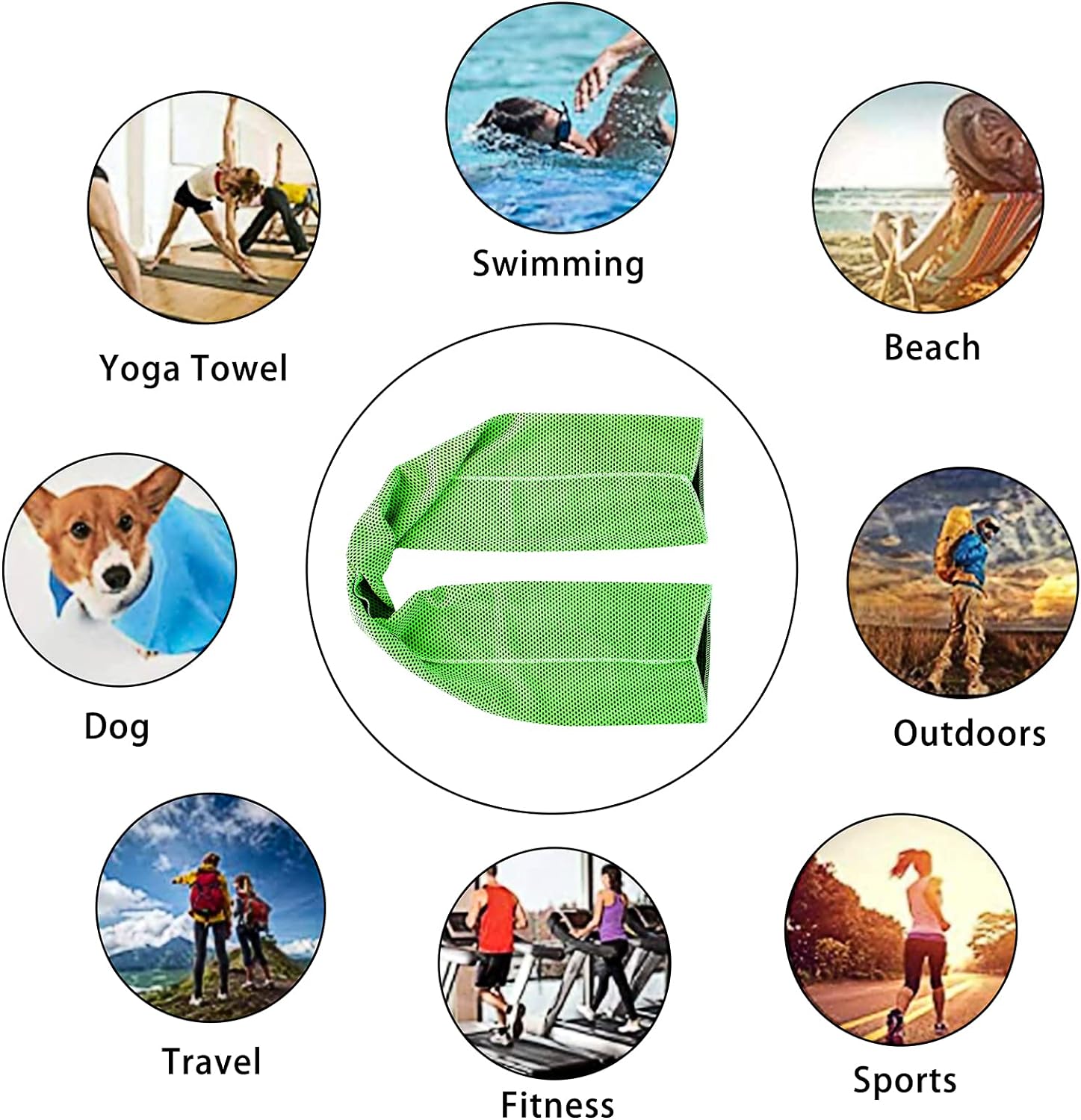 Cooling Quick-Dry Solid Color Ice Chilly Knitted Sports Towel Soft Breathable for Yoga Gym Workout Camping