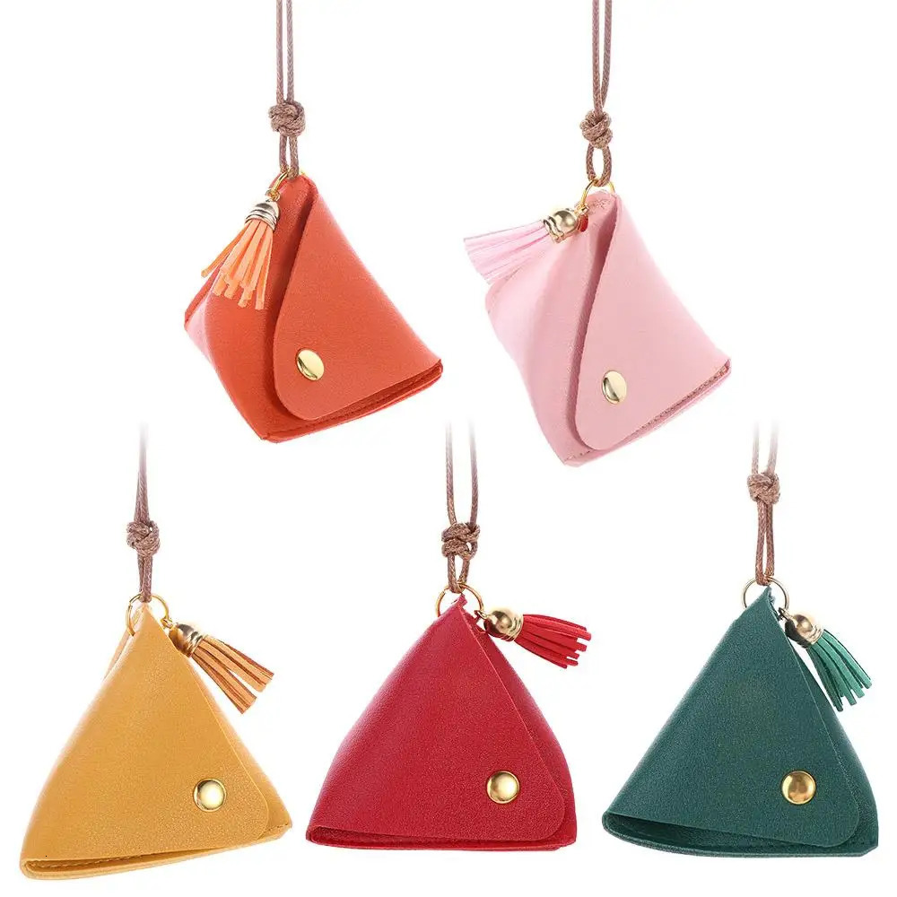 Triangle Coin Purse Portable Dragon Boat Festival Zongzi Change Wallet Access Card Leather Bag R250624