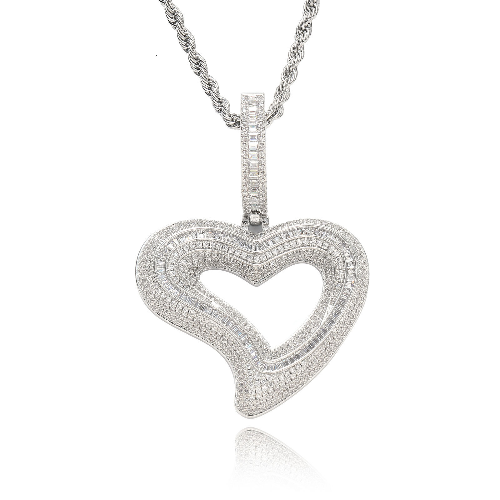 Luxury Moissanite Jewelry Regular Heart Pendant Hip Hop Chain Iced Out Swag Trendy Creative Design Accessory Pass the diamond tester