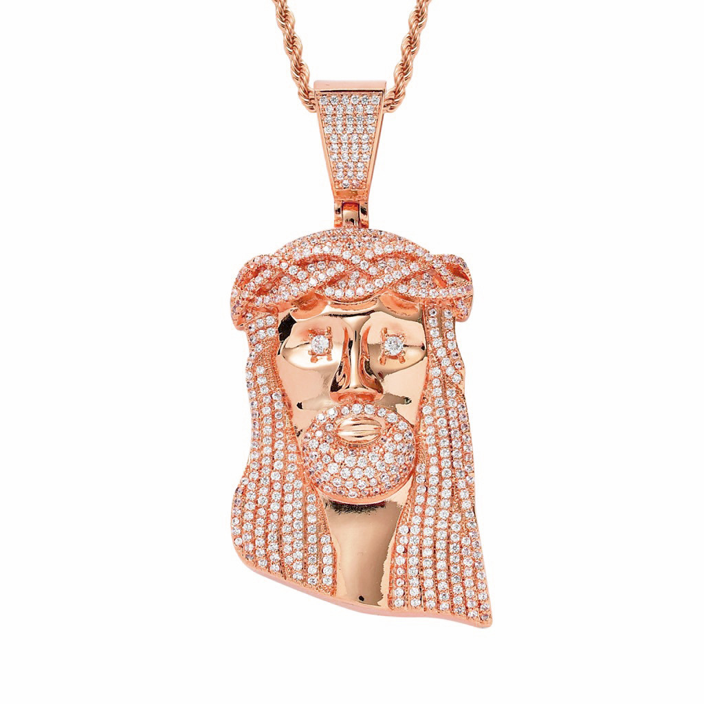 Moissanite Necklace 92mm Men's Head Pendant Diamond Studded Trendy Hip Hop Accessory Pass the diamond tester