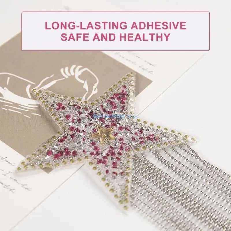 N7YF Pasties Nipple Stickers Pentagrams Tassels Sticky Breast Petal Nipple Cover W250624