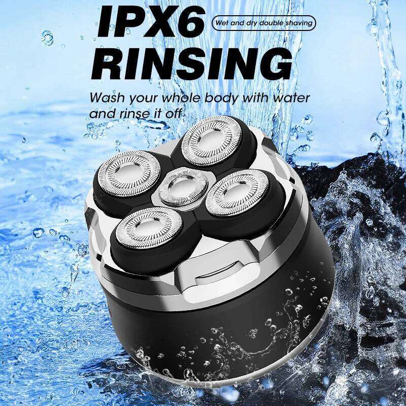 RESUXI Rq518 Men's Bald Head Magnetic Razor Wet/Dry Waterproof Cordless Electric Shaver Trimmer Hine