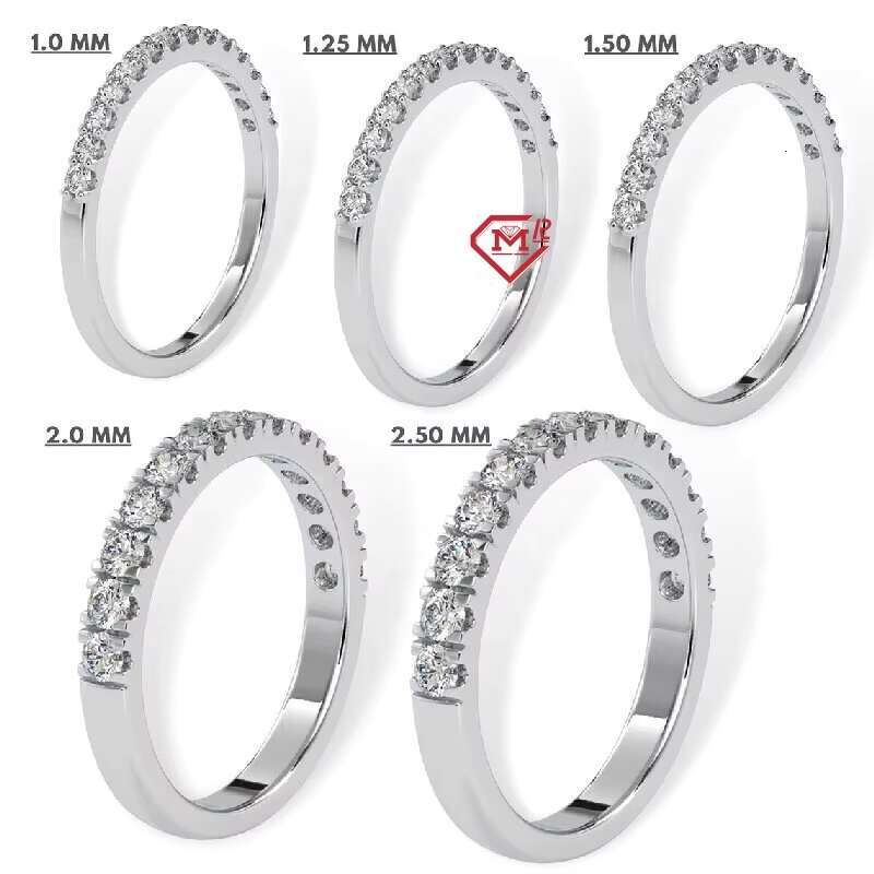 ALL SIZE AVAILABLE 14k Solid Gold Moissanite Diamond Wedding Band Stack Ring Half Eternity Band for Women