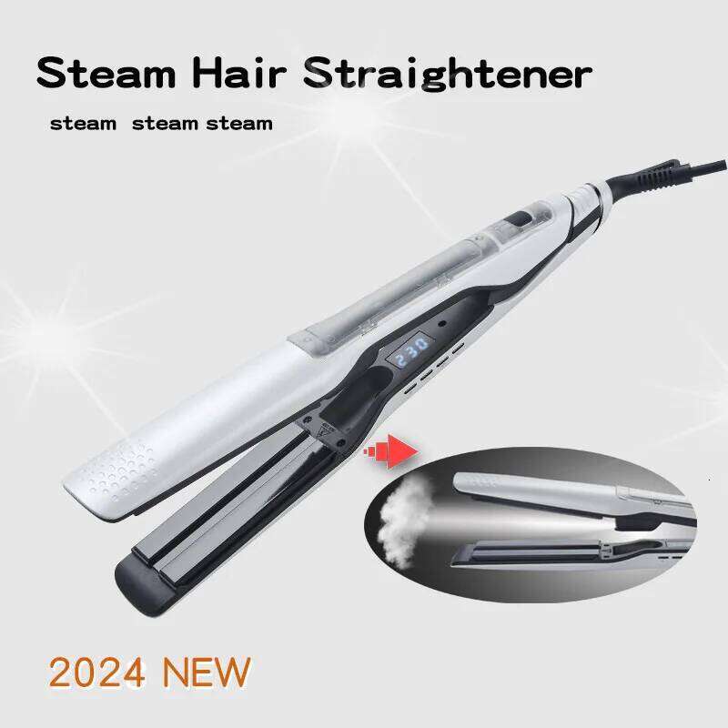 Steam LCD Electric Straightener Water Tank Extended No Hair Damage Spray Straight Curl Dual-purpose Plywood