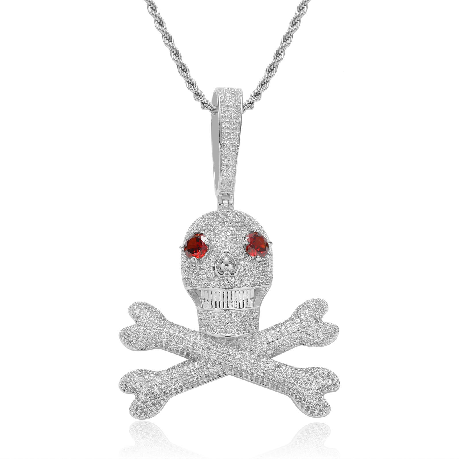 Luxury Moissanite Red-Eyed Skull Pendant Ice Out Bling Men's Hip Hop Unique Accessory Pass the diamond tester