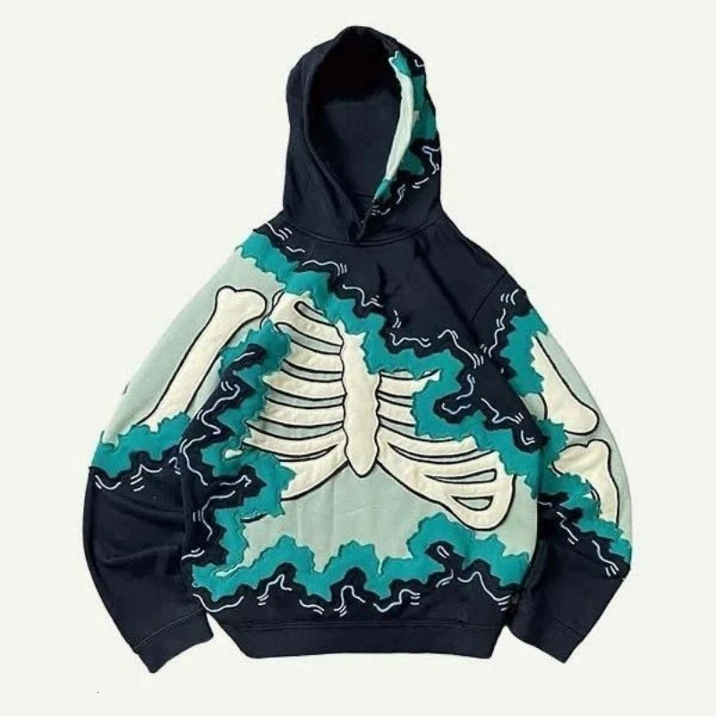 Y2k Aesthetic Skull Print Hoodies Tops Women Men Autumn Harajuku Streetwear Hoody Punk Casual Loose Vintage Grunge Sweatshirts 250618