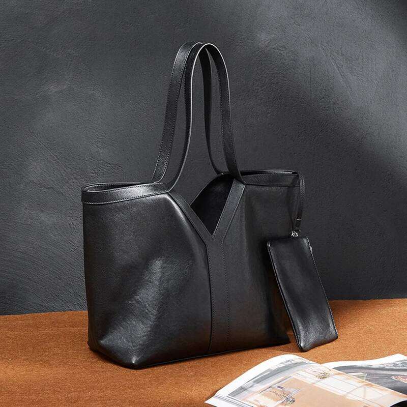 Y Genuine Leather Tote Bag New Lady Large Capacity Brand Designer Black Cowhide Shoulder Travel High-End Underarm Handbag