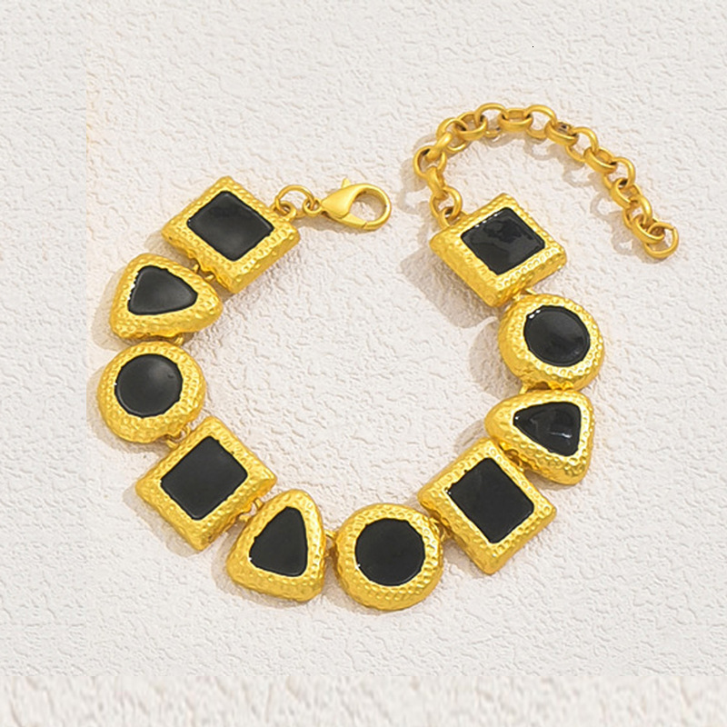 Style Women's Necklace Earrings Bracelet Set Personality Oil Drip Design Long Clavicle Chain Jewelry