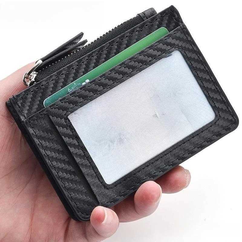 Mens Slim Minimalist Front Pocket Wallets Zipper Holder Portable Leather Wallets XJ250624