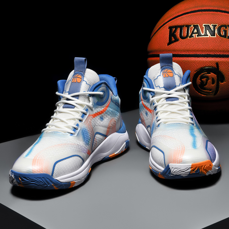 8877-Boys High Top New Style Basketball Shoes Chinese Breathable Anti-slip Outdoor Sneakers Fitness Running Training Sneakers