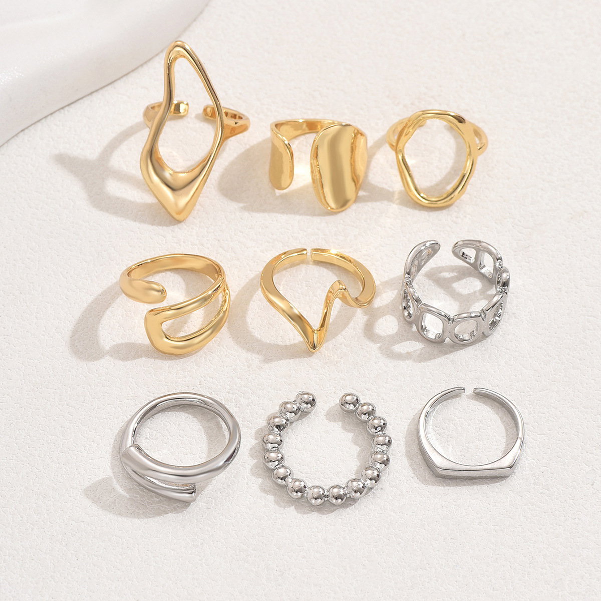 Women's Personality Multi-Piece Set Inlaid With Pearls Design Open Finger Ring