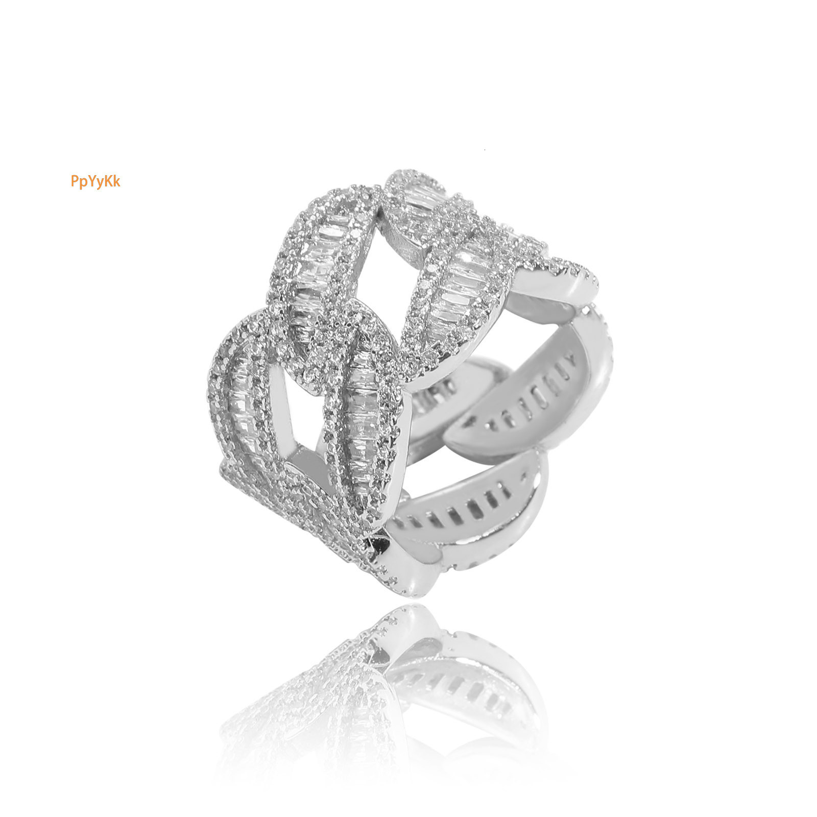 Hip Hop Couple Rings Diamond Studded Round Moissanite Cuban Ring Fashion Streetwear Niche Accessory Passes the Diamond Tester