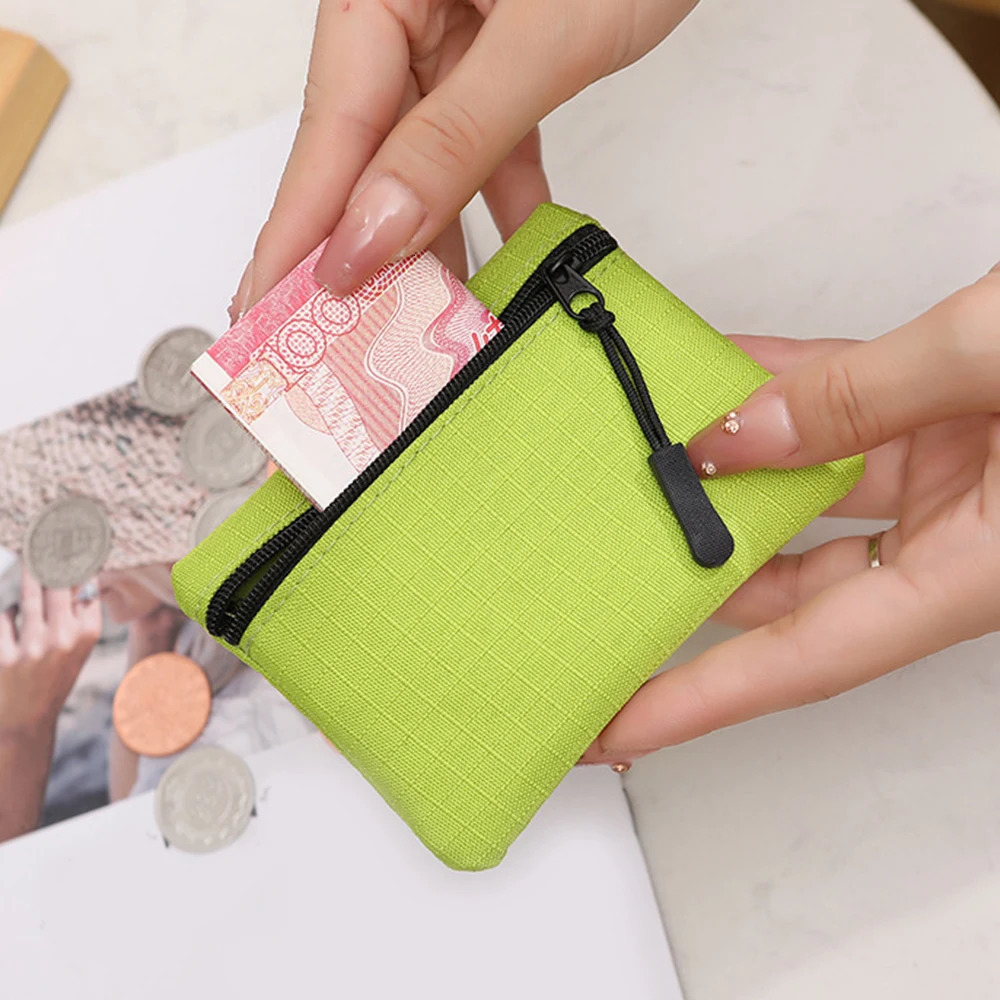 2024 New Short Wallet Pouch Bag Mini Purse Coin Bag Card Holder Zipper Waterproof PU Solid With Keyring Handbag Coin Purses R250624