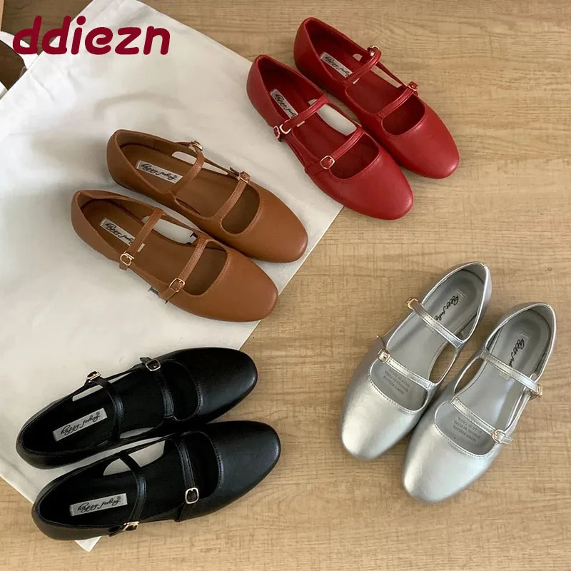 Female Buckle Strap Footwear In Women Mary Janes Flats Shoes Summer Spring Fashion Shallow Ladies With Shoes 250624