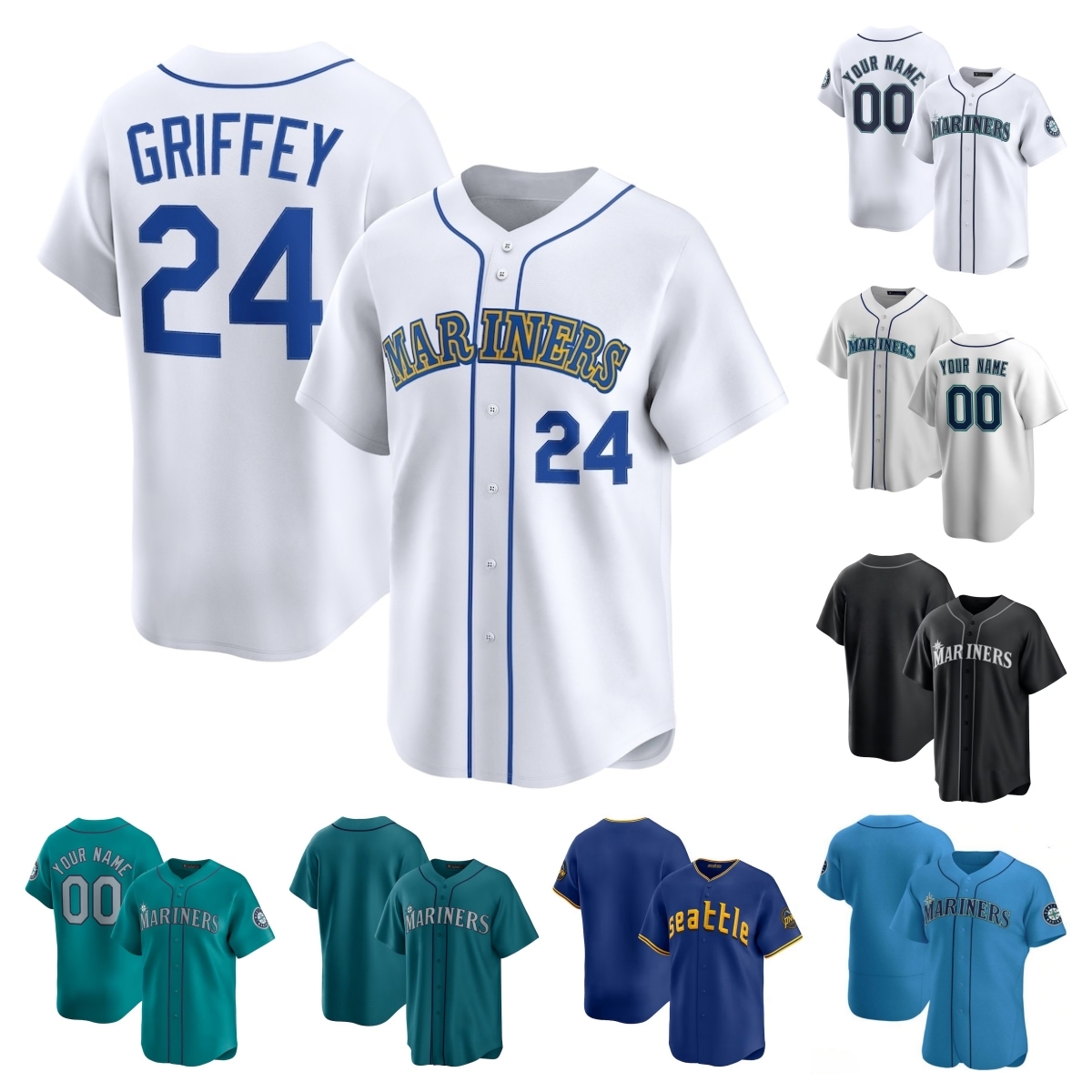 Mariners Baseball Jersey Julio Rodriguez Cal Raleigh Mitch Garver Miles Mastrobuoni Solano Leody Taveras Luke Raley Leo Rivas Cole Young All Star Men Women Youth