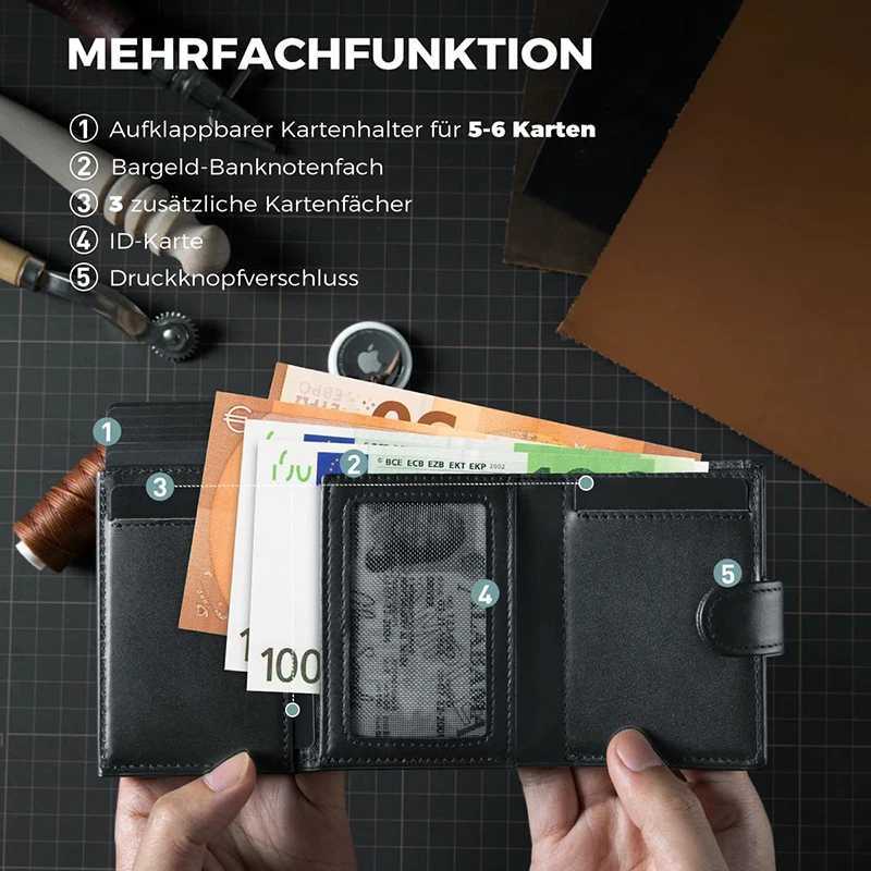 YATB Card Holder Wallet Slim Minimalist Pop Up Leather Men Wallets RFID Blocking Metal Bank Card Case with Coins Pocket XJ250624